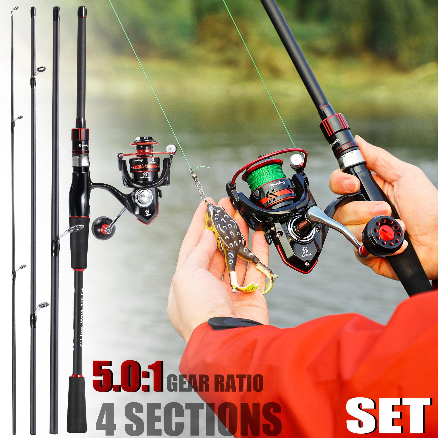 Fishing Equipment Europe - Sougayilang Set pancing putar 1.8-2.1m, 4