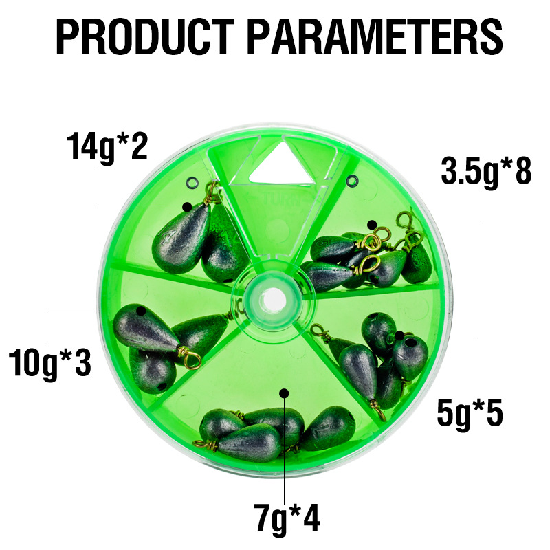 22Pcs/Box Pemberat Pancing Ben - Tackle Box ulasan dan harga